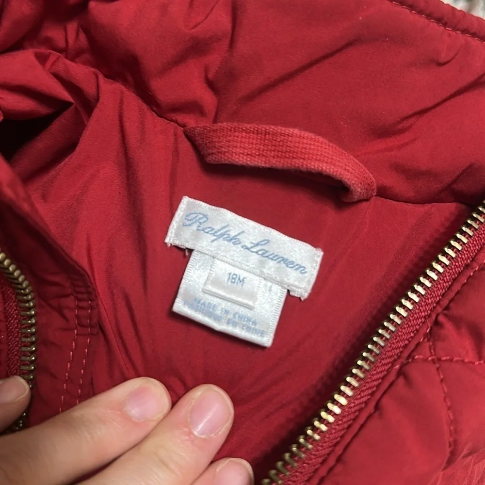 EUC Ralph Lauren Red Quilted Puffer Jacket 18 Month‎